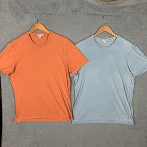 James Perse T-Shirt‎ Mens 3/Large Orange Blue Pigment Short Sleeve Crew Lot of 2